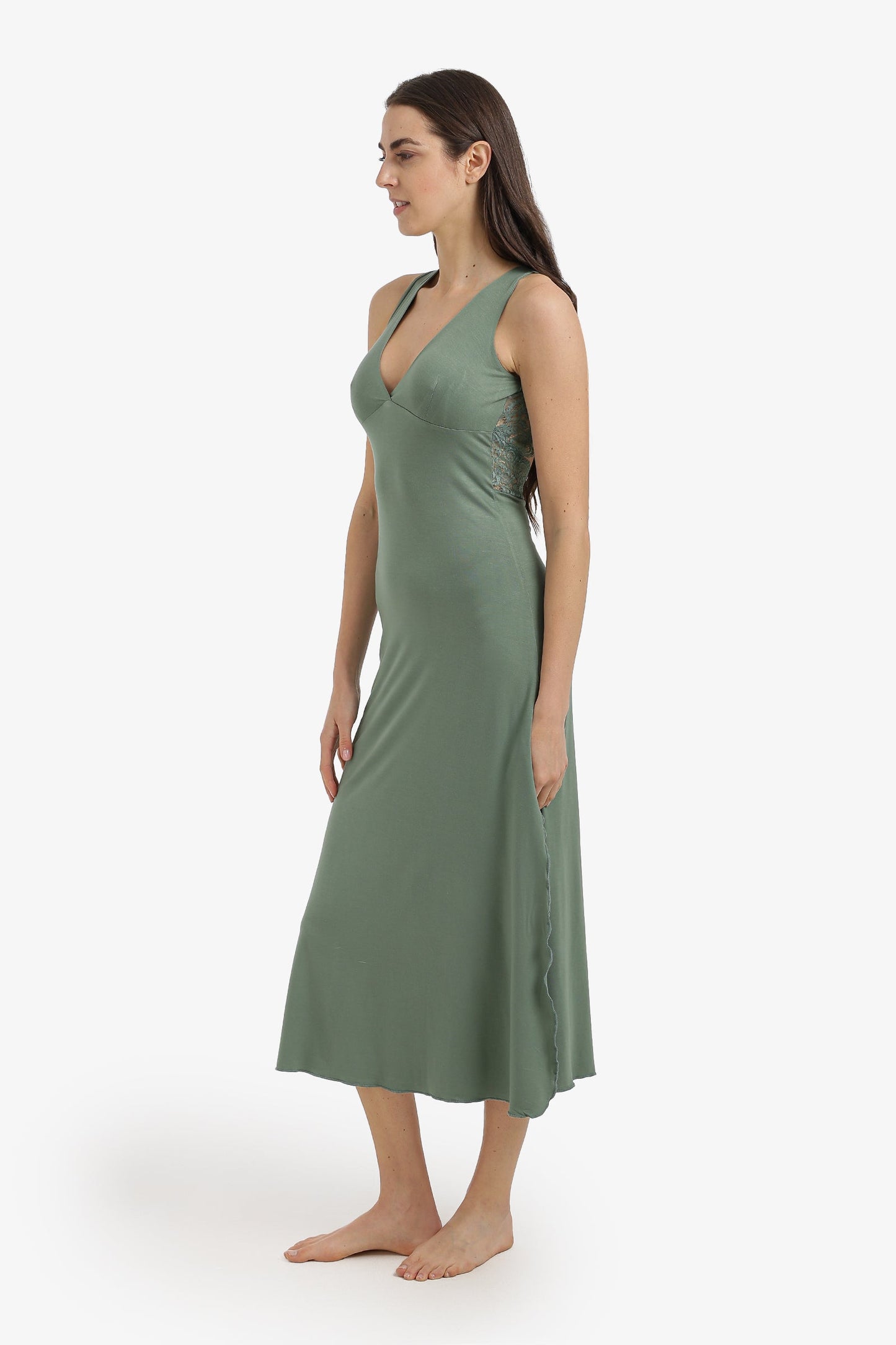 Side-Slit Midi Nightgown