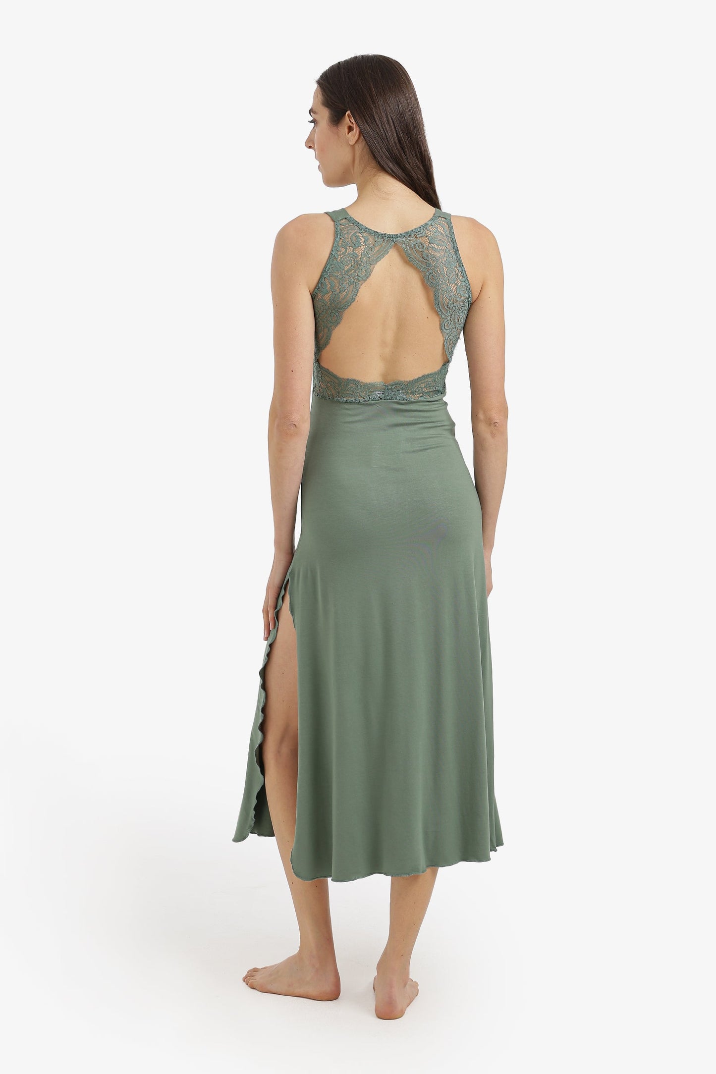 Side-Slit Midi Nightgown