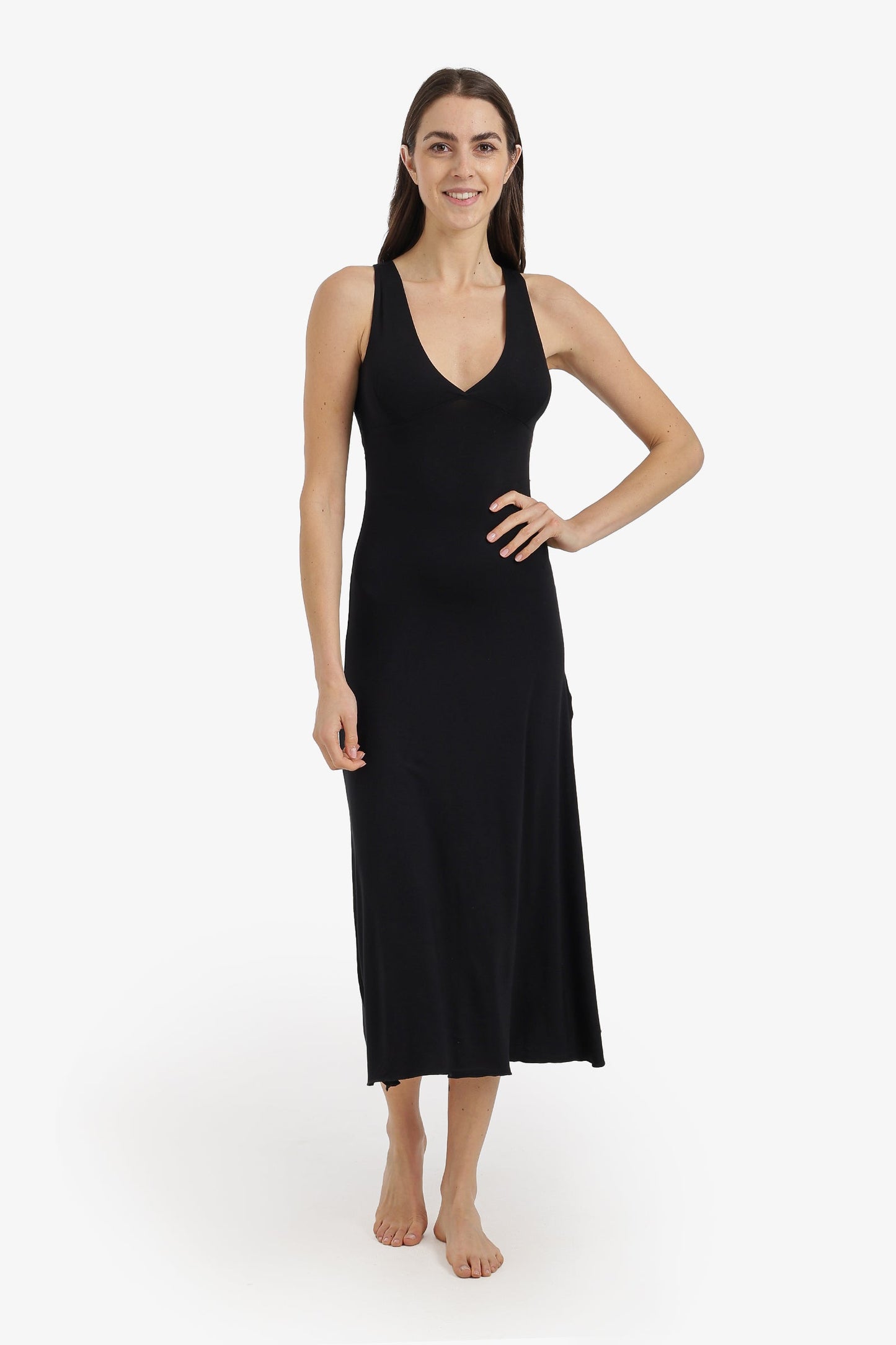 Side-Slit Midi Nightgown
