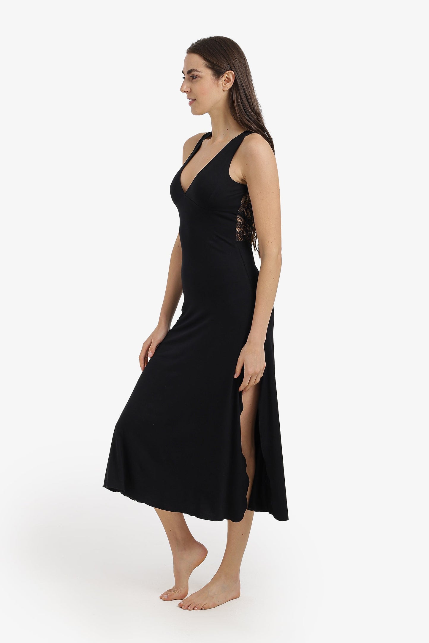 Side-Slit Midi Nightgown