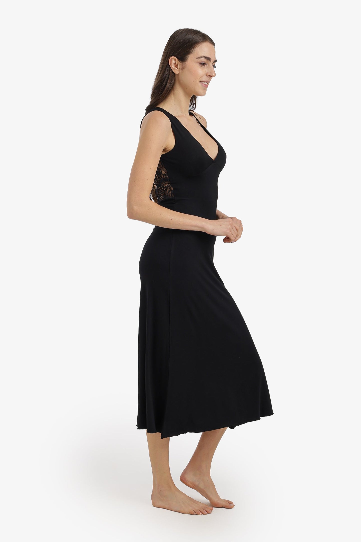 Side-Slit Midi Nightgown