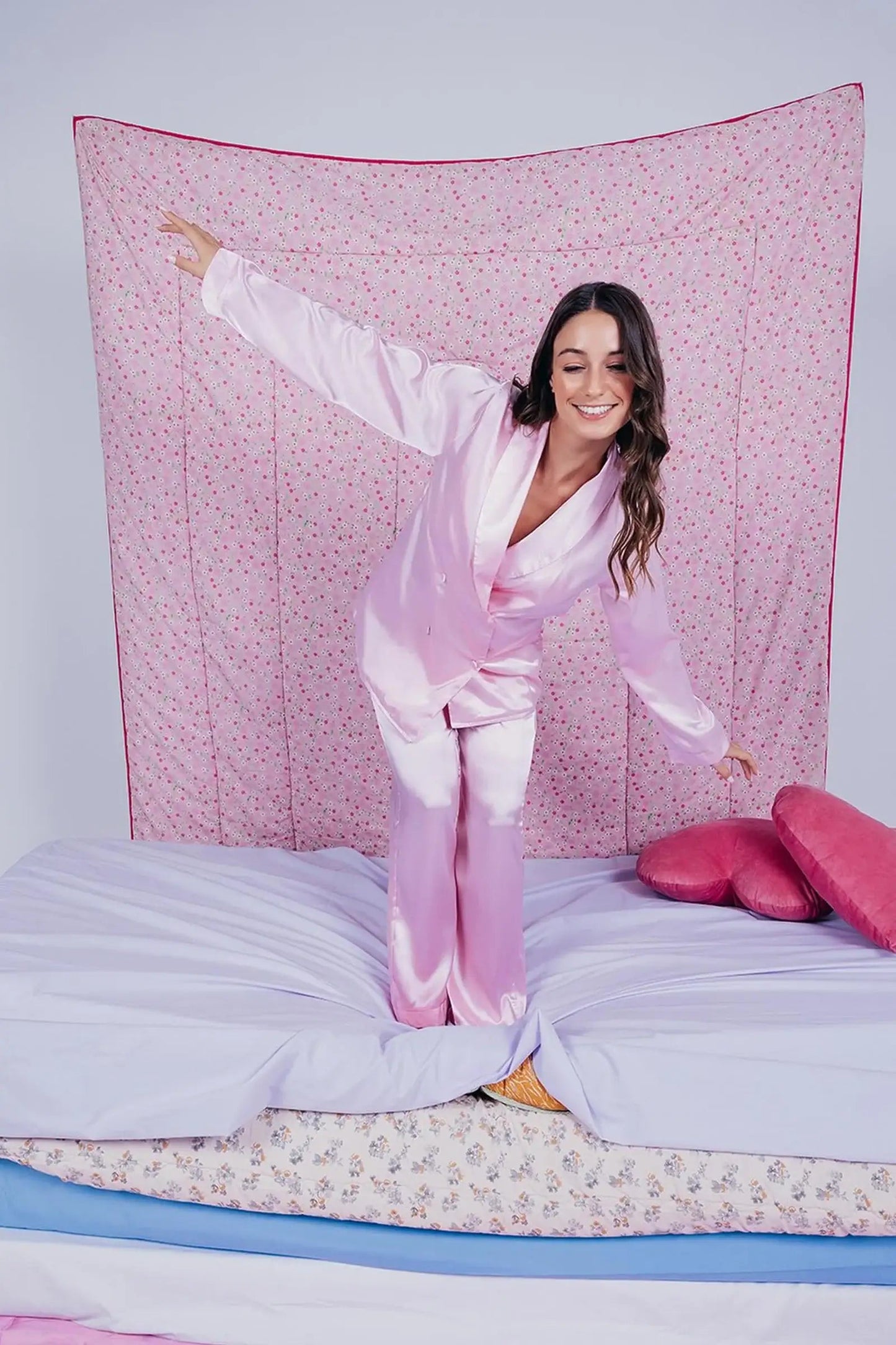 Double-Breasted Satin Pyjama Set