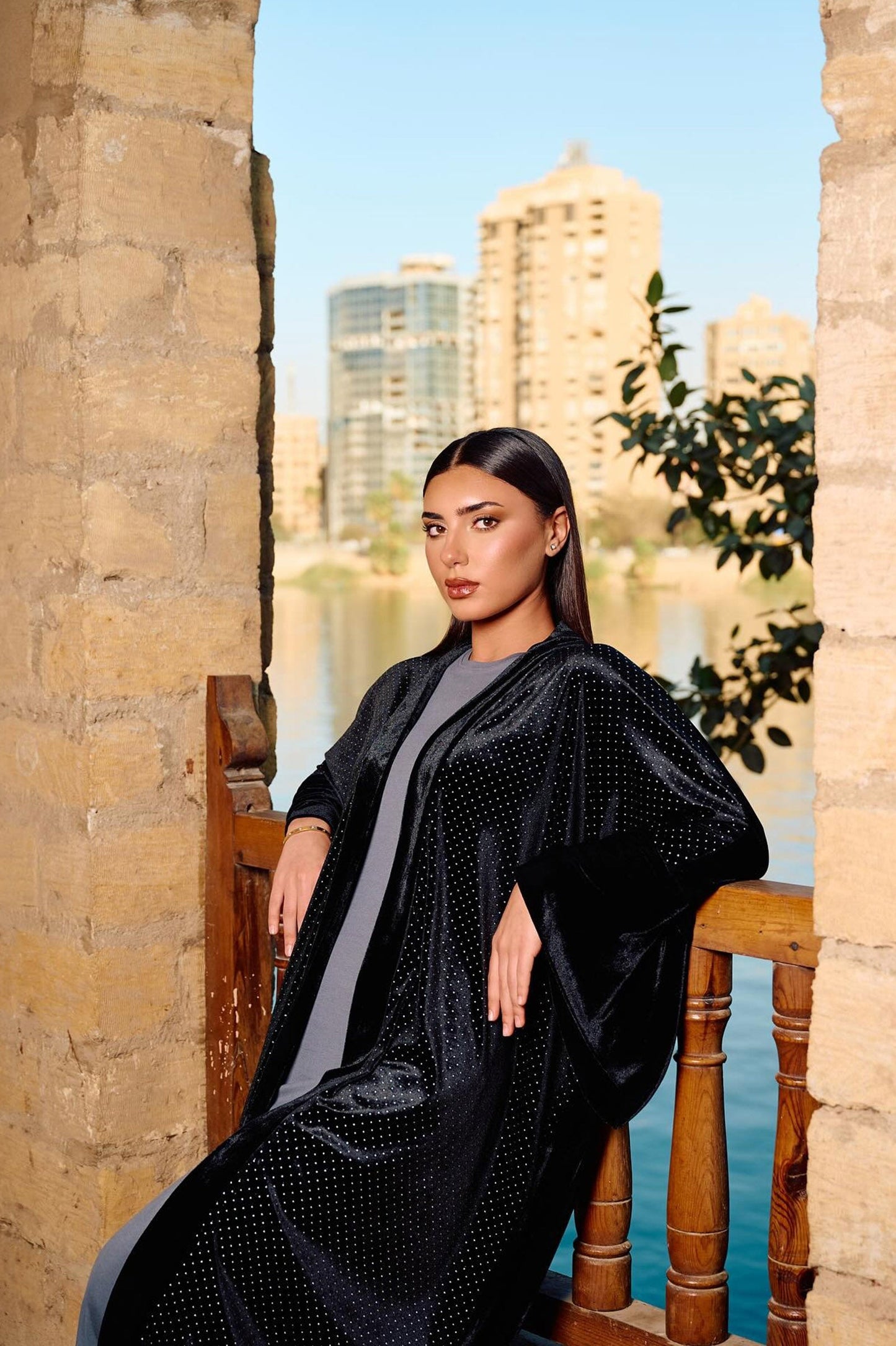 Embellished Velvet Maxi Kimono