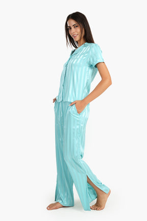 Turquoise Striped Pyjama Set