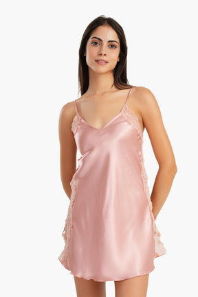 Nightgown with Crossed Side & Lace