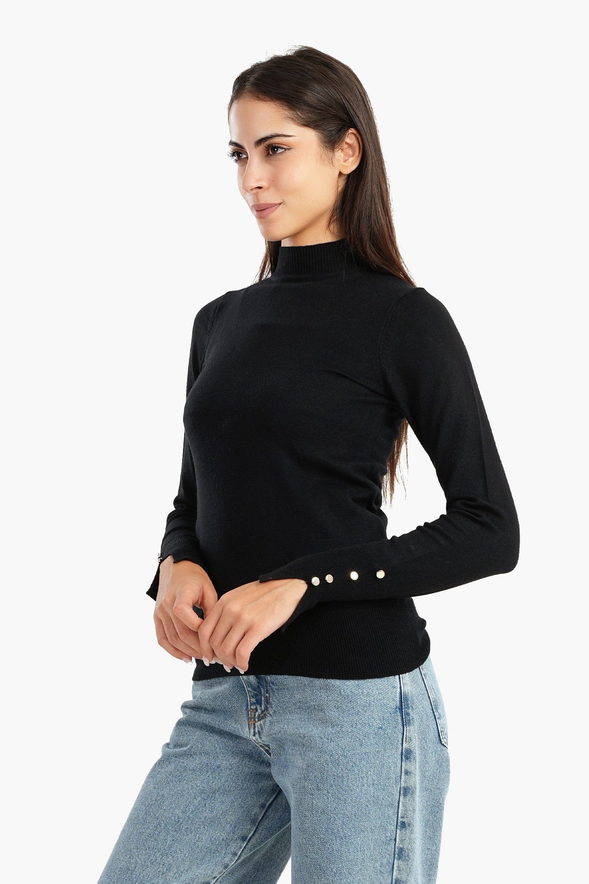 Pullover with Cuff Slits