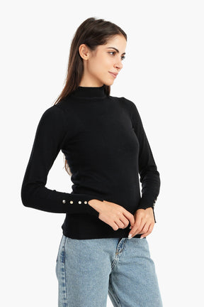 Pullover with Cuff Slits