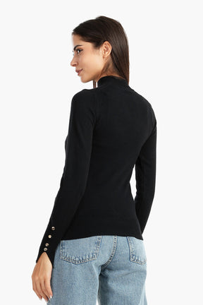 Pullover with Cuff Slits