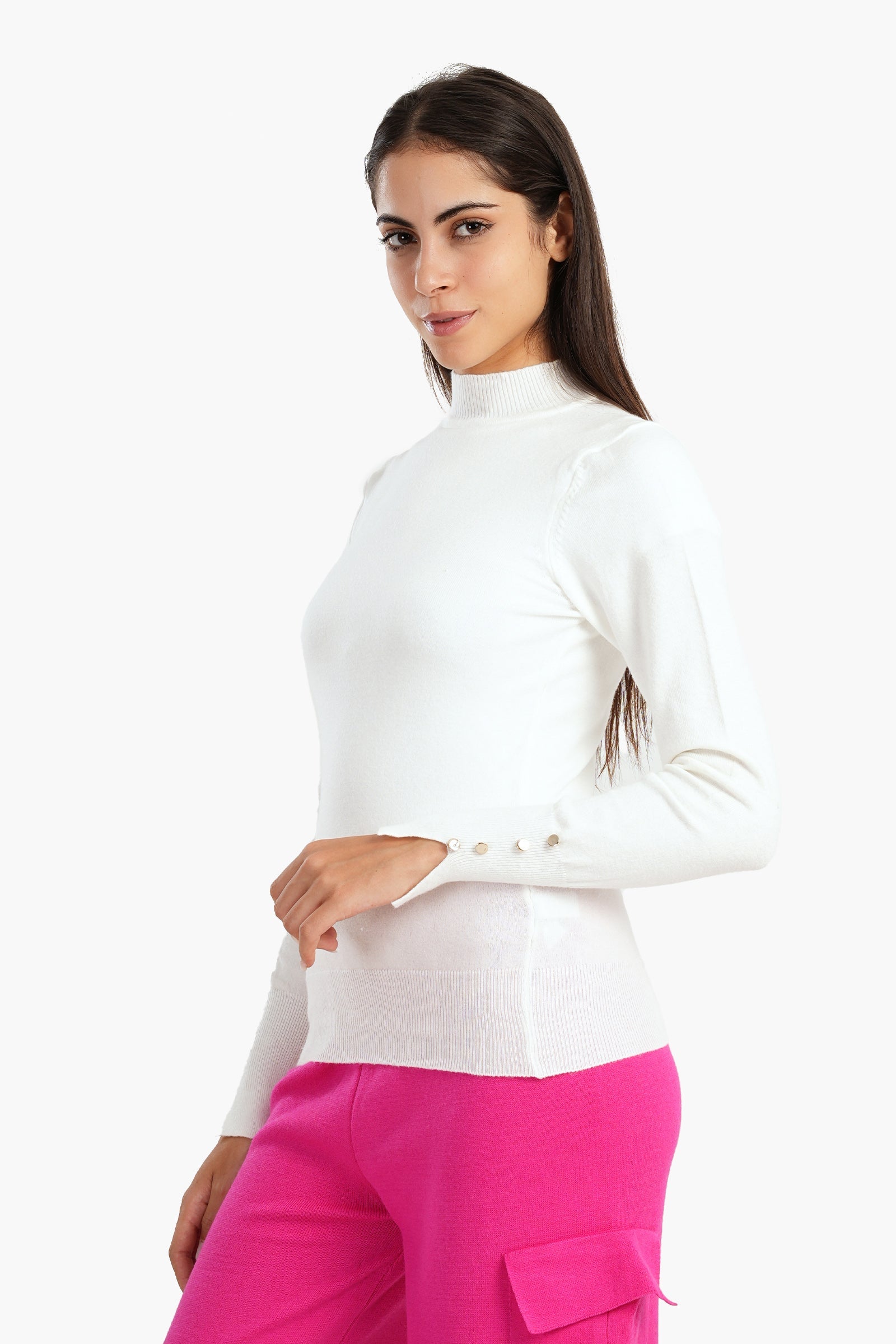 Pullover with Cuff Slits