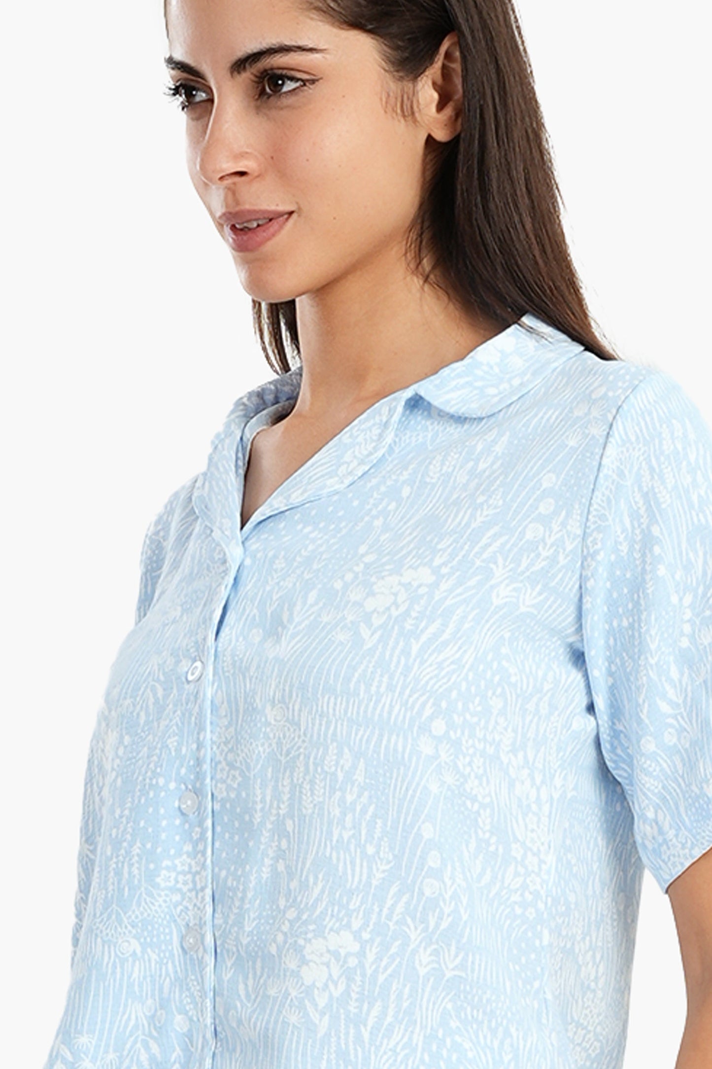 Blue Self Pattern Pyjama Set