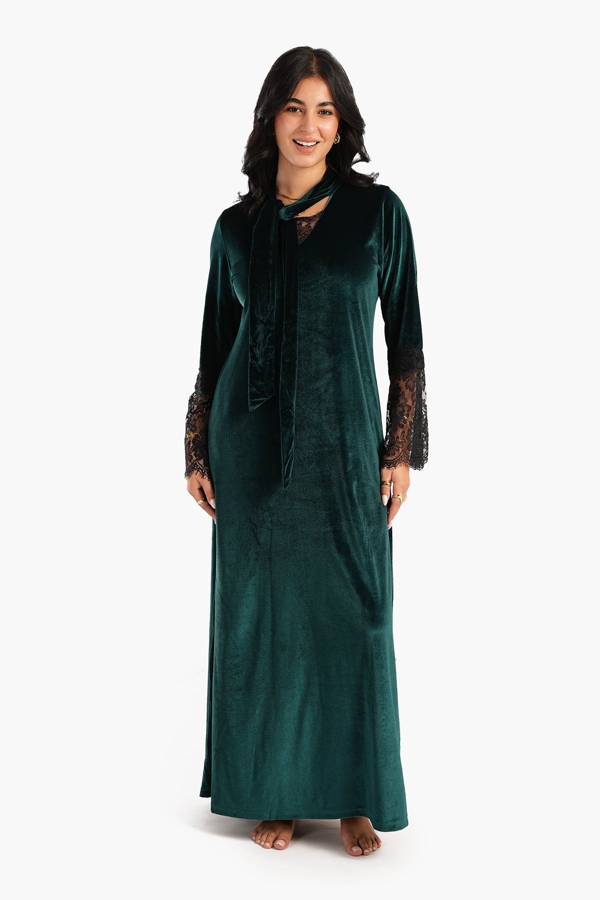 Velvet & Lace Maxi Nightgown