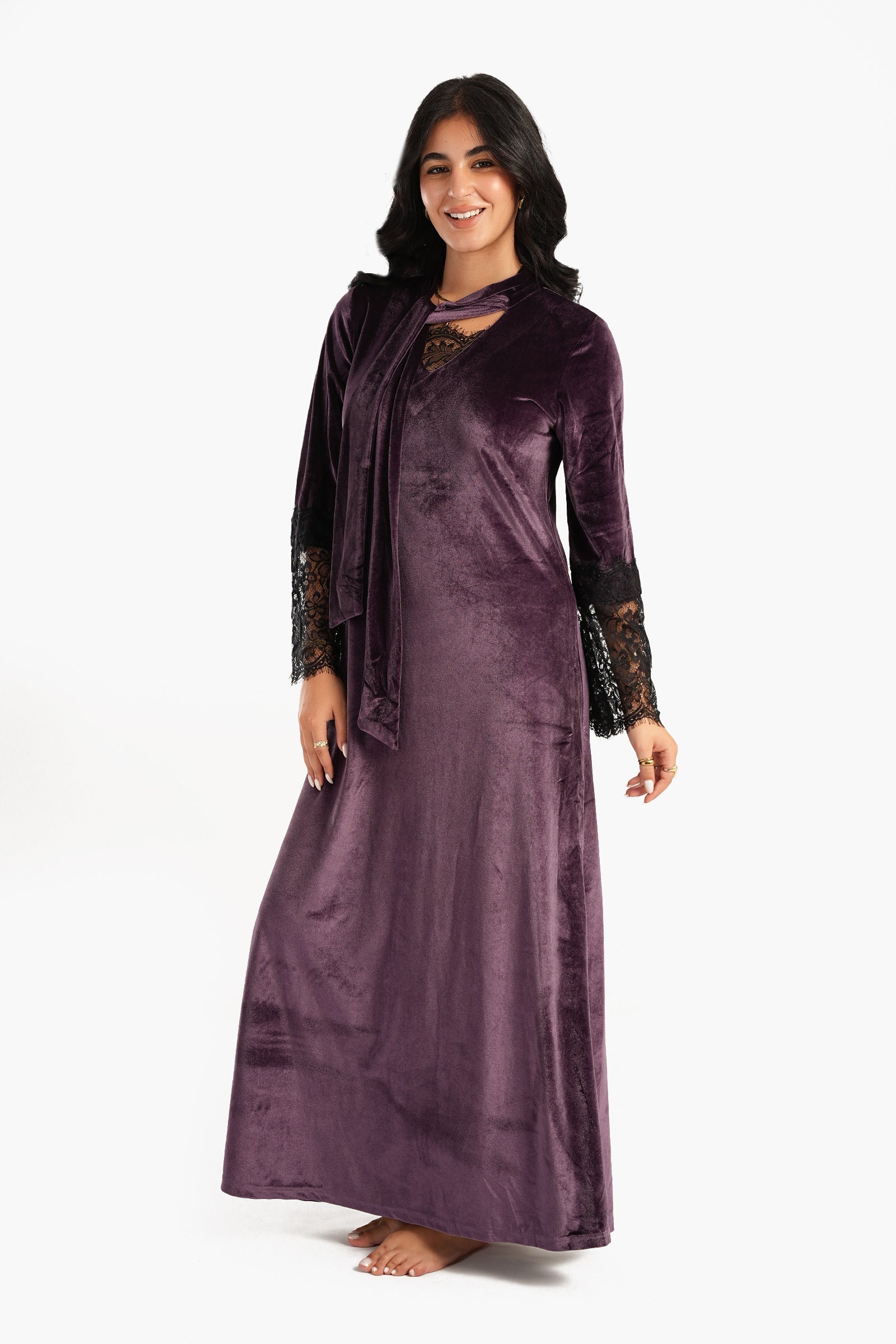 Velvet & Lace Maxi Nightgown