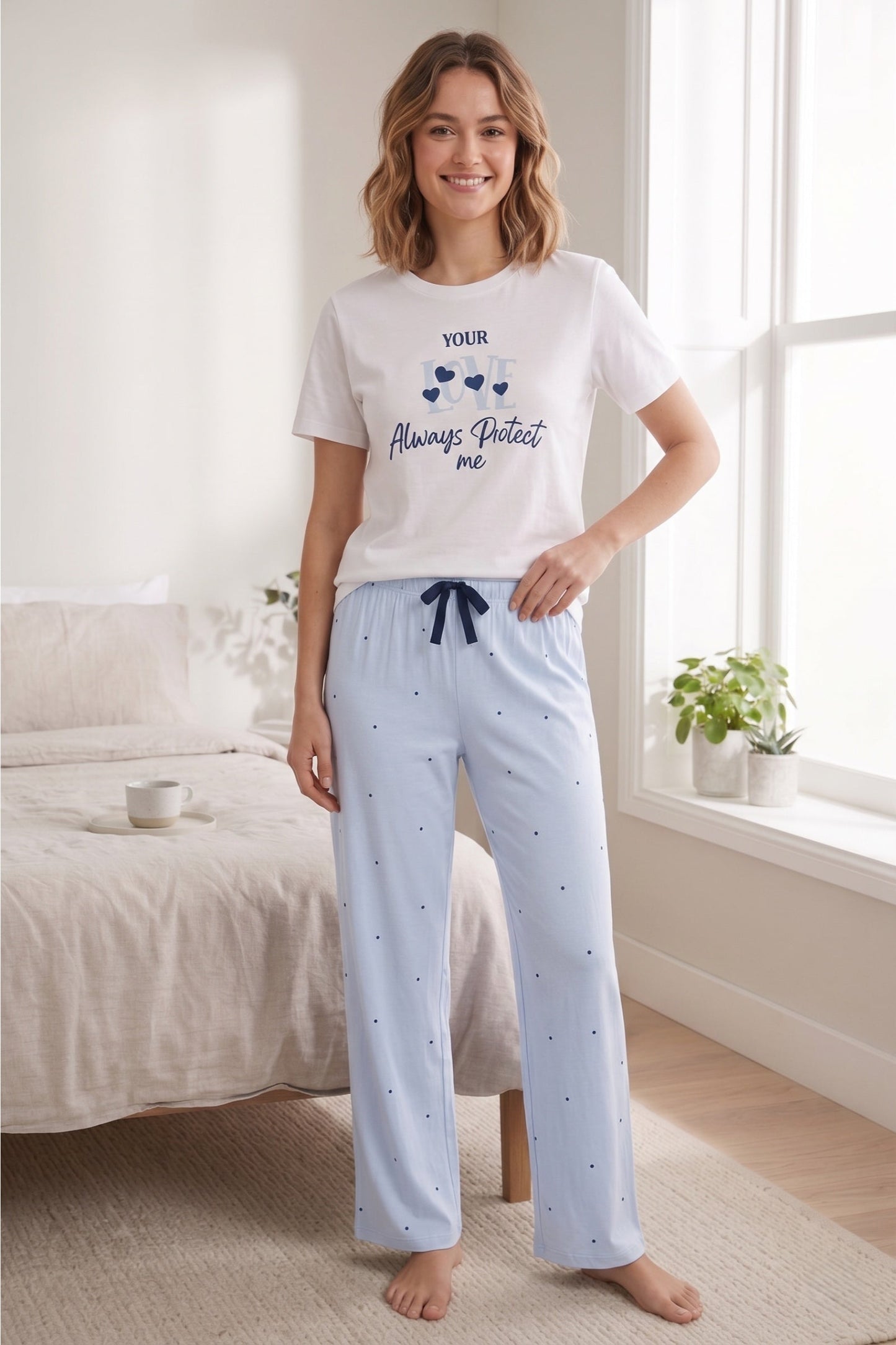 Printed-Dotted Pyjama Set