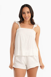 Off White Viscose Pyjama Set - Carina - كارينا