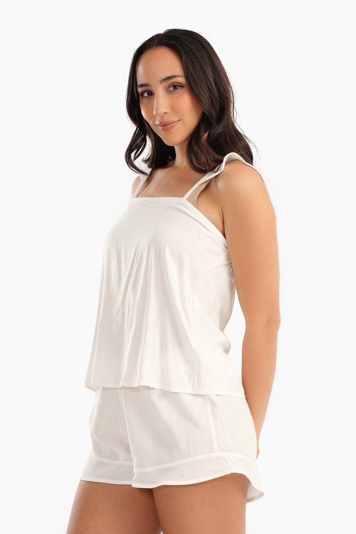 Off White Viscose Pyjama Set - Carina - كارينا