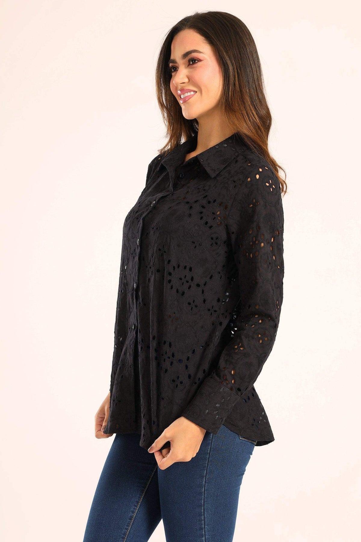 Perforated Long Sleeves Shirt - Carina - كارينا