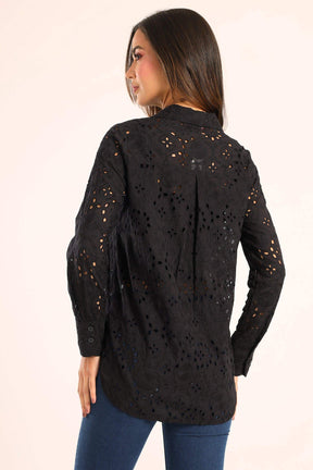 Perforated Long Sleeves Shirt - Carina - كارينا