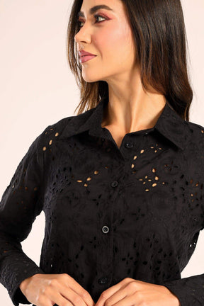 Perforated Long Sleeves Shirt - Carina - كارينا