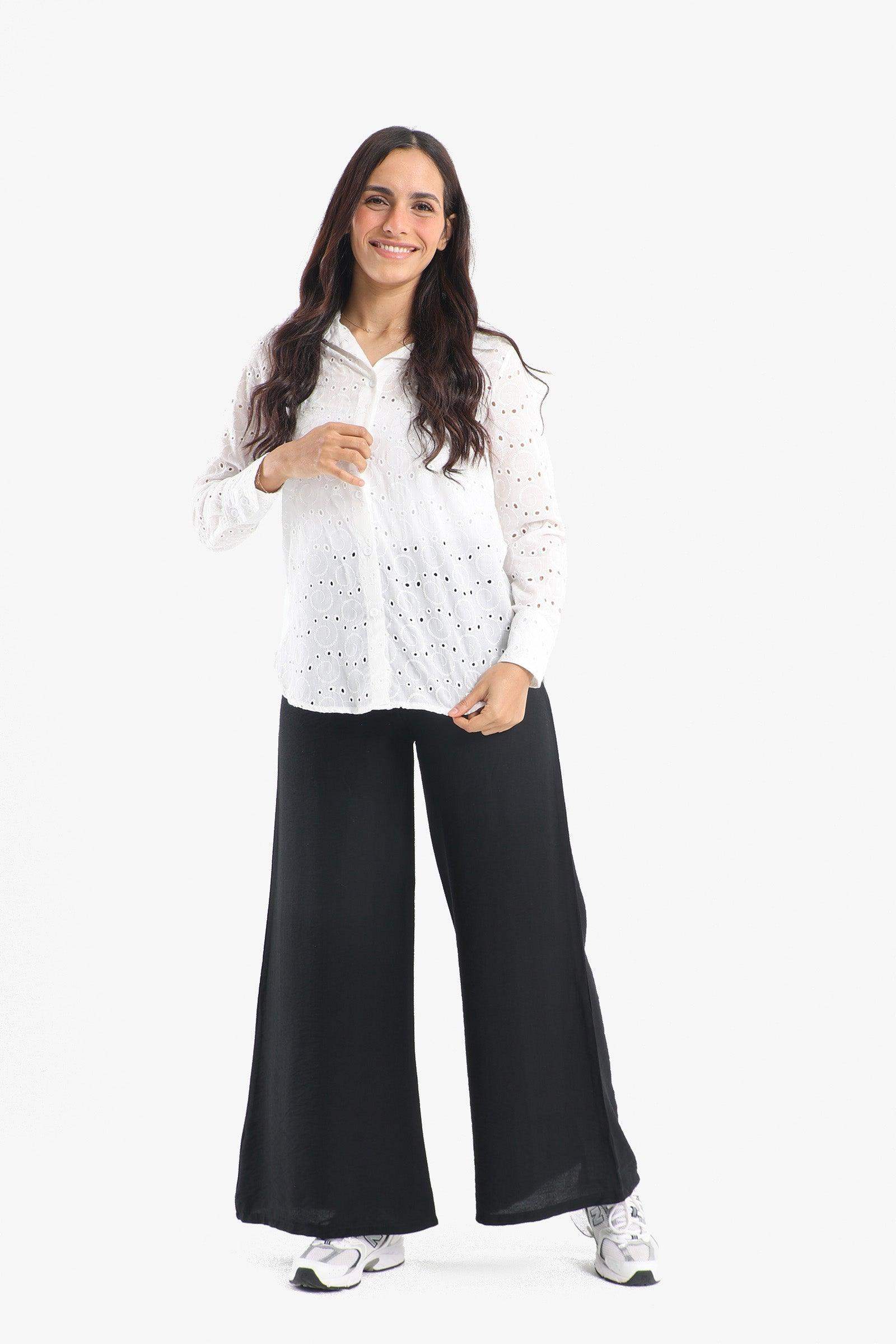 Perforated Long Sleeves Shirt - Carina - كارينا