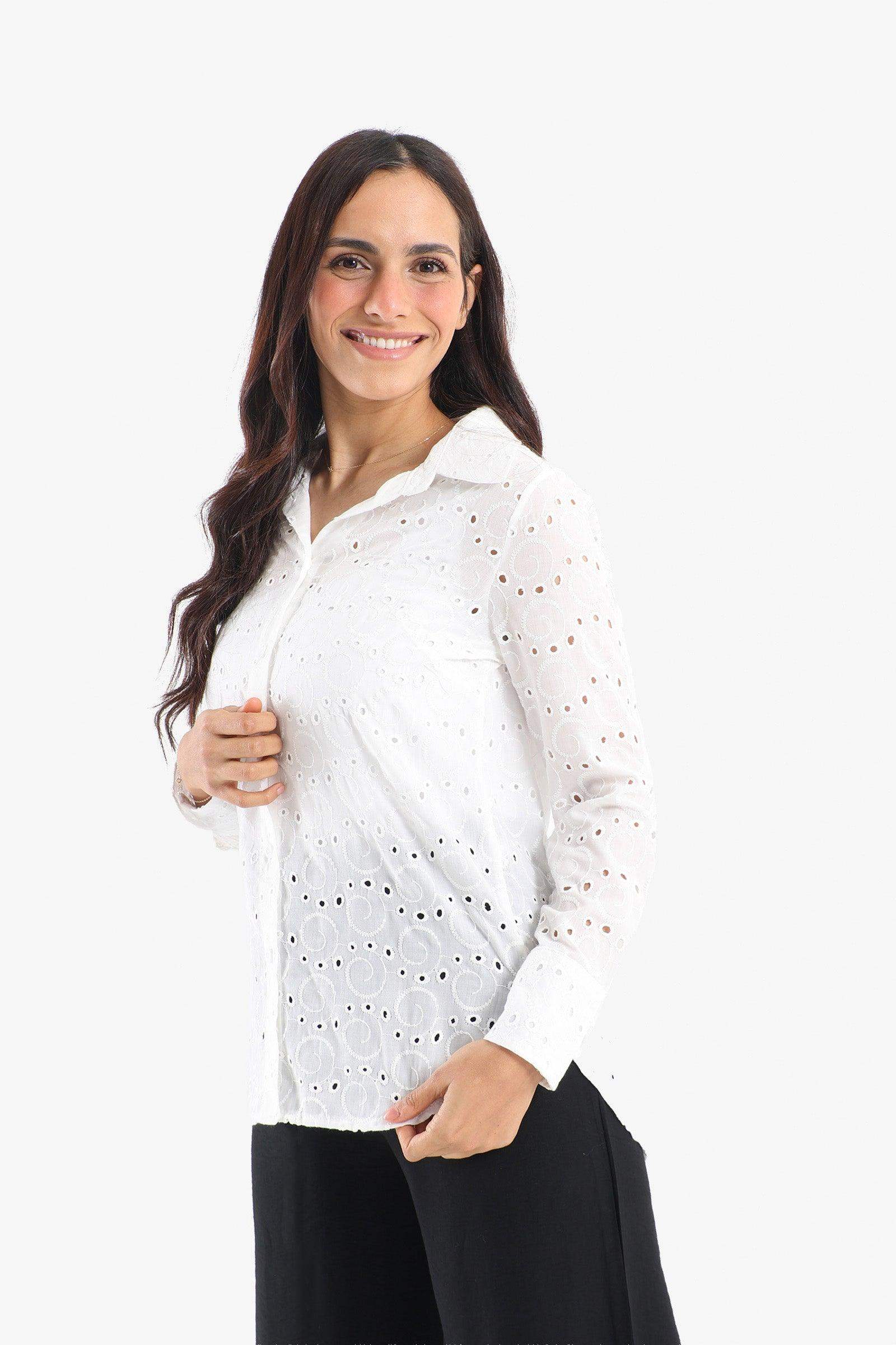 Perforated Long Sleeves Shirt - Carina - كارينا