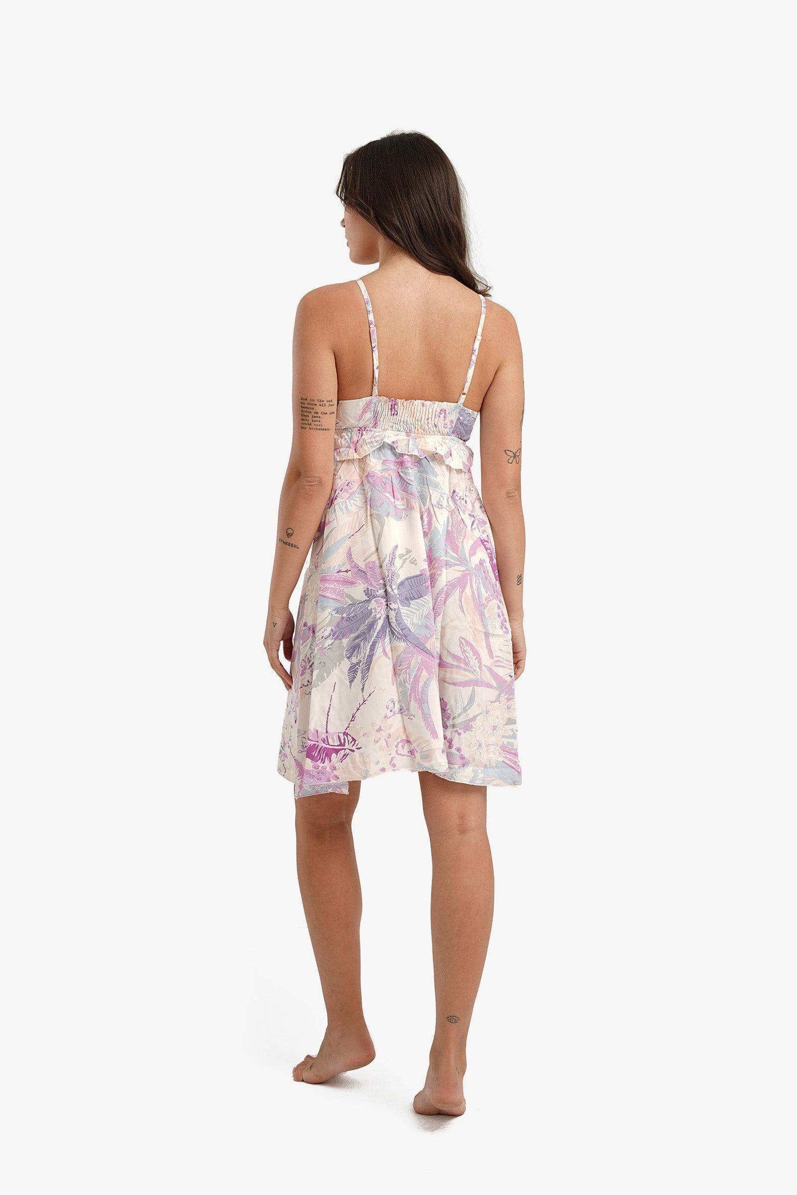 Plunge V-Neck Printed Nightgown - Carina - كارينا