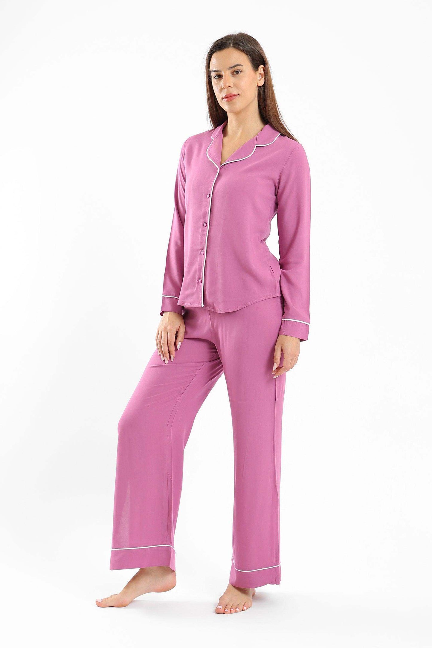 Purple Long Sleeves Pyjama Set - Carina - كارينا