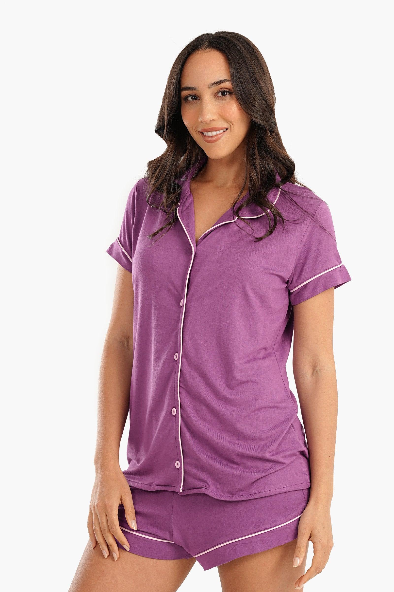 Purple Viscose Pyjama Set - Carina - كارينا