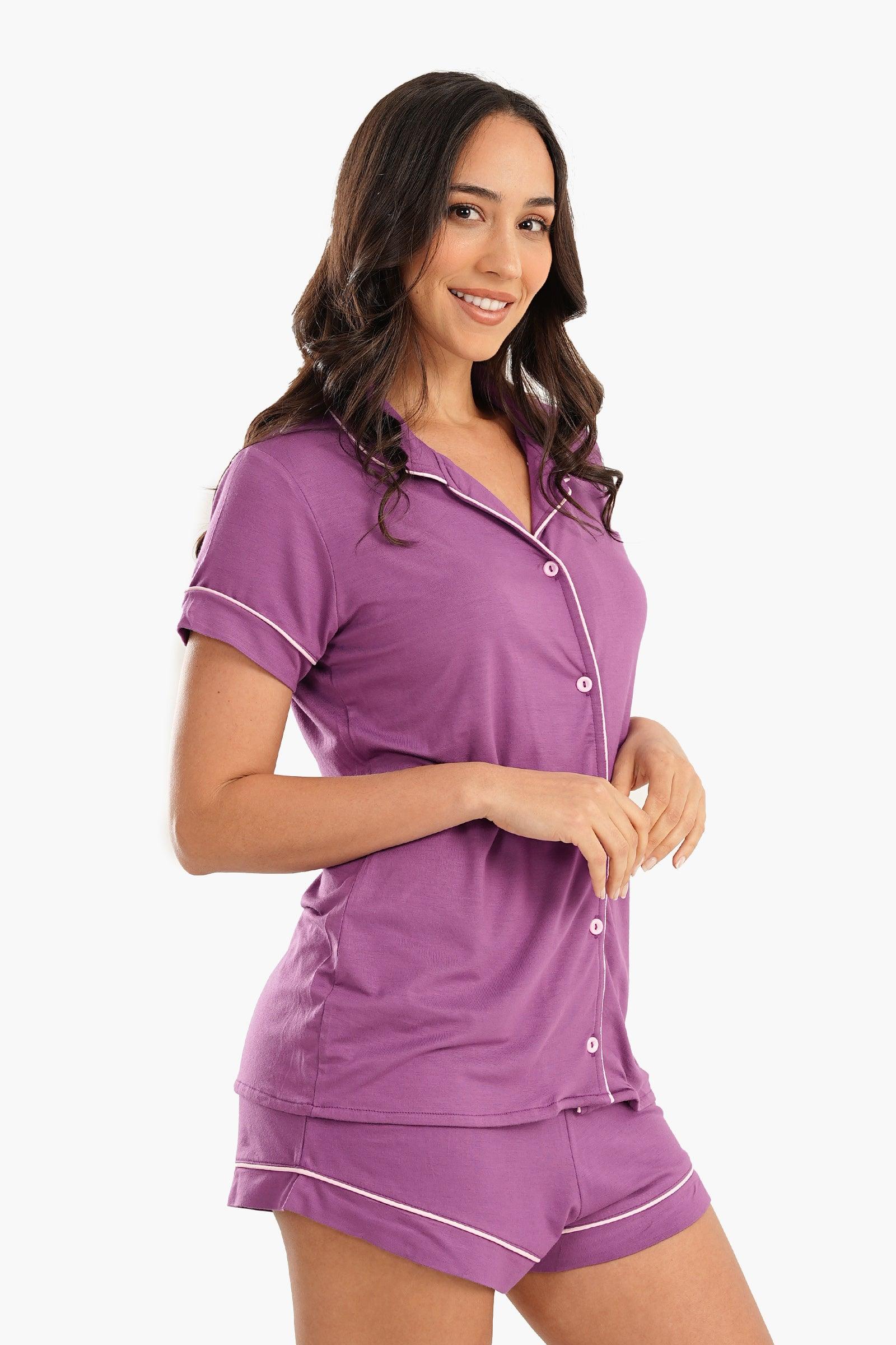 Purple Viscose Pyjama Set - Carina - كارينا