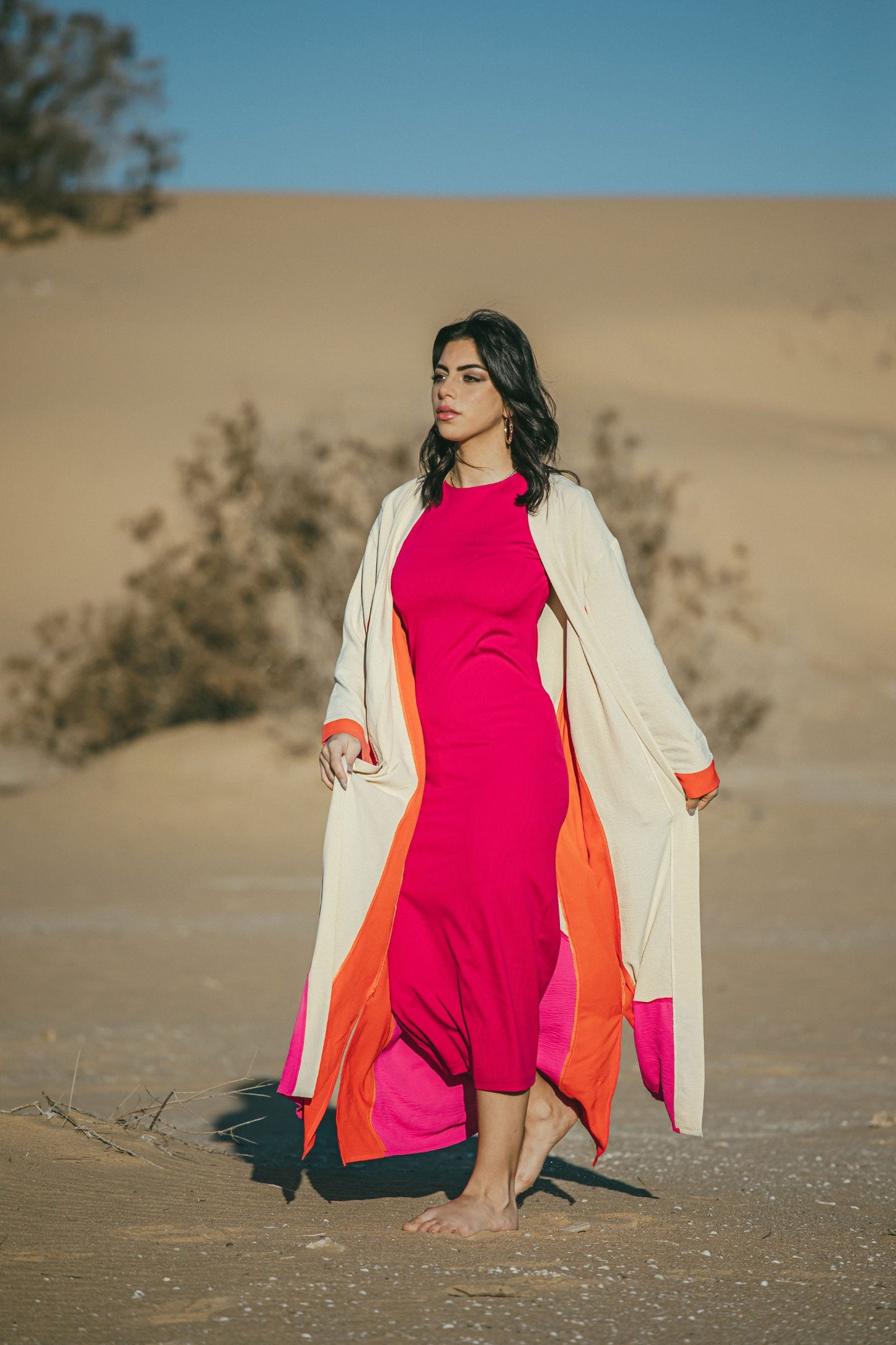 فستان ميدي جيرسيه بدون أكمام