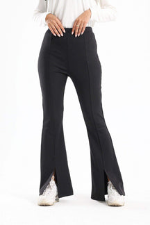 Ribbed Flared Pants With Front Slit - Carina - كارينا