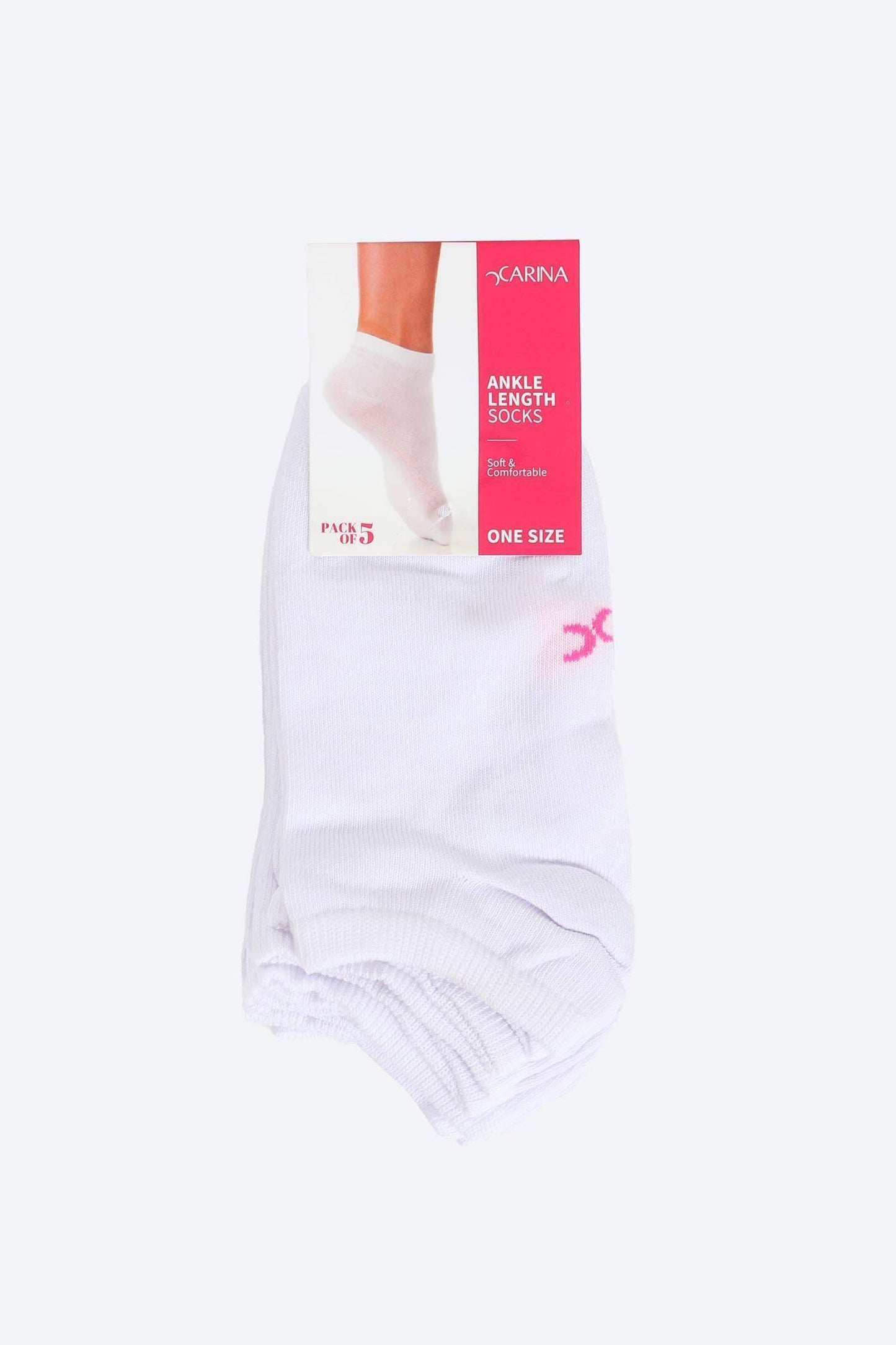 Solid Ankle Length Socks - 5 Pairs - Carina - كارينا