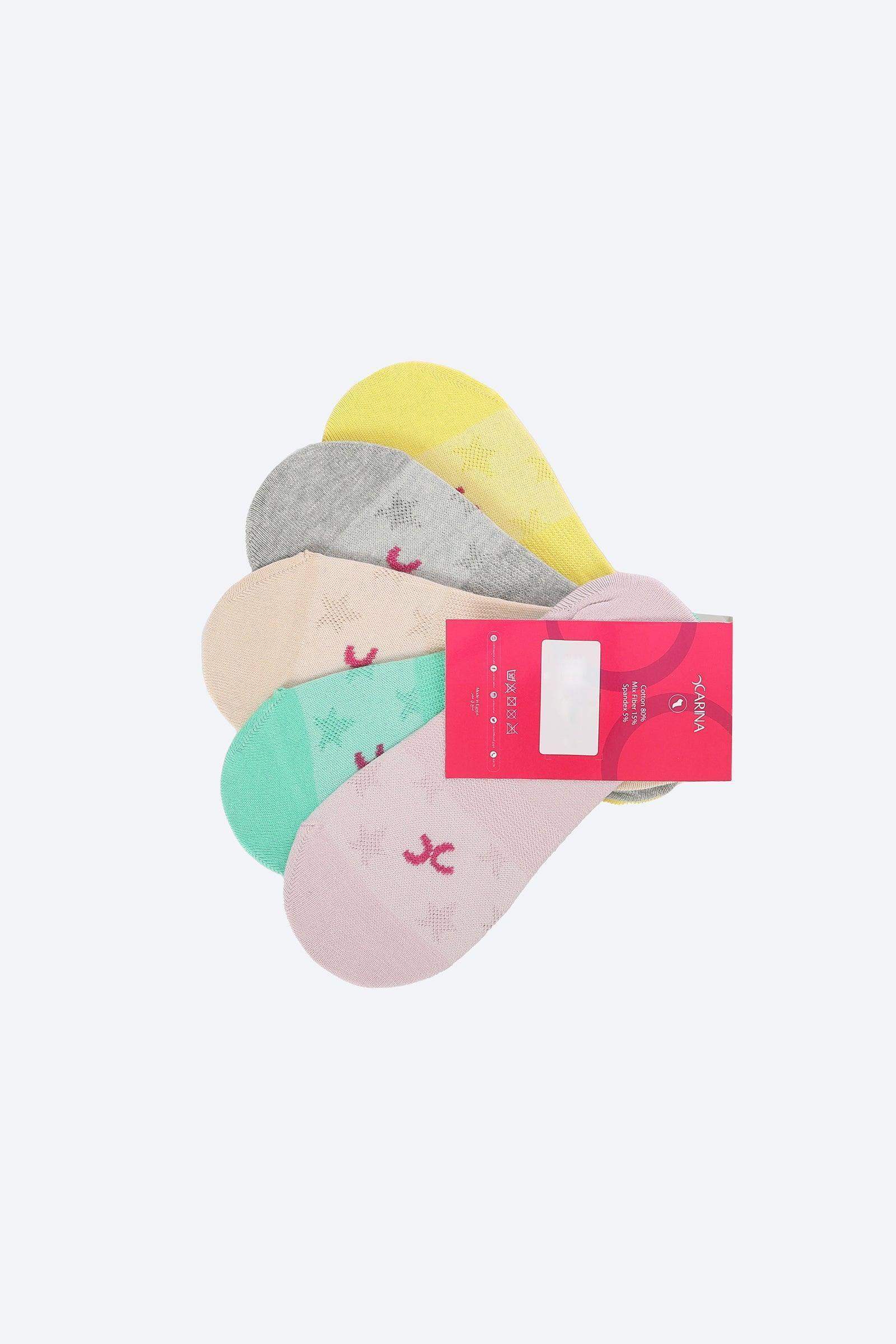 Stars Invisible Socks - 5 Pairs - Carina - كارينا