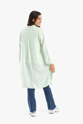 Striped Full Placket Long Shirt - Carina - كارينا