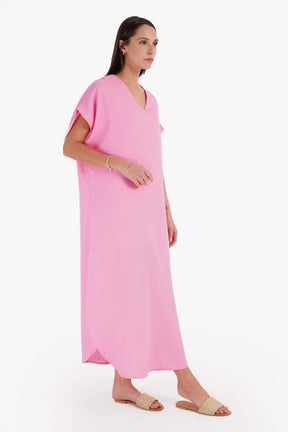 V-Neck Solid Dress - Carina - كارينا