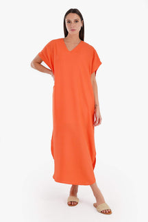 V-Neck Solid Dress - Carina - كارينا