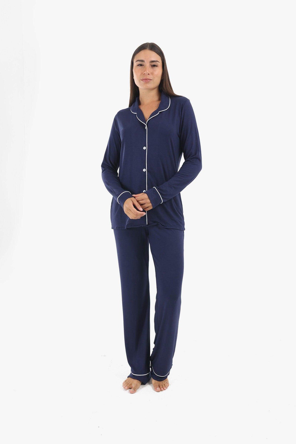 Viscose Navy Pyjama Set - Carina - كارينا