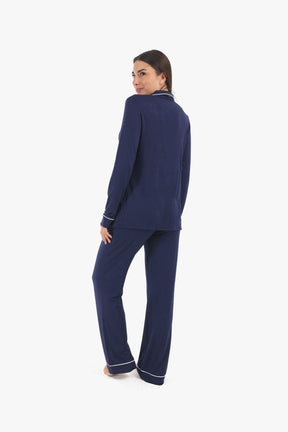 Viscose Navy Pyjama Set - Carina - كارينا