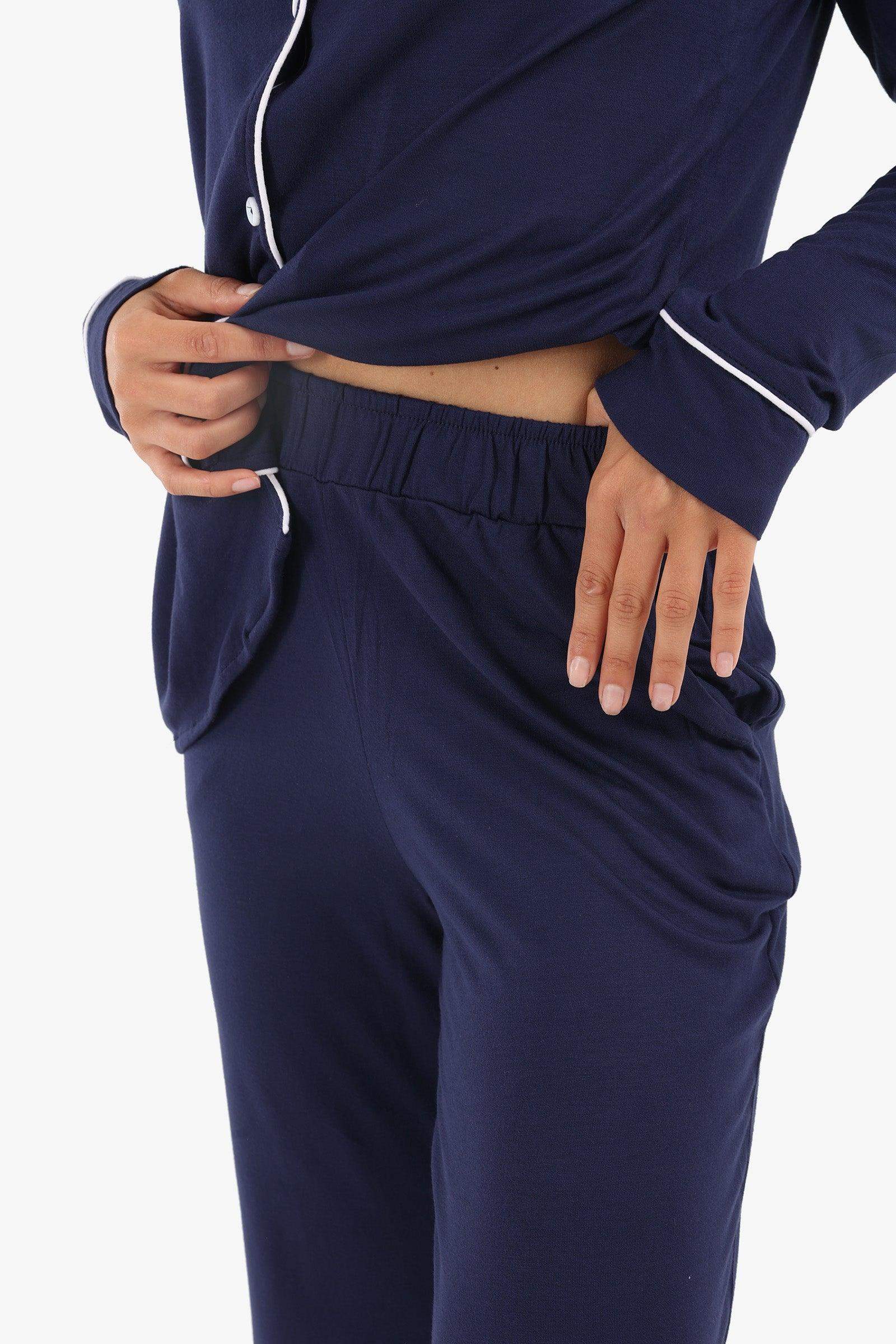 Viscose Navy Pyjama Set - Carina - كارينا