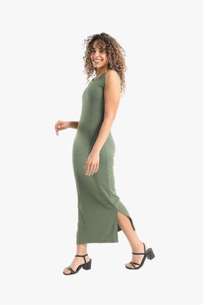 Wide Strap Ribbed Dress - Carina - كارينا