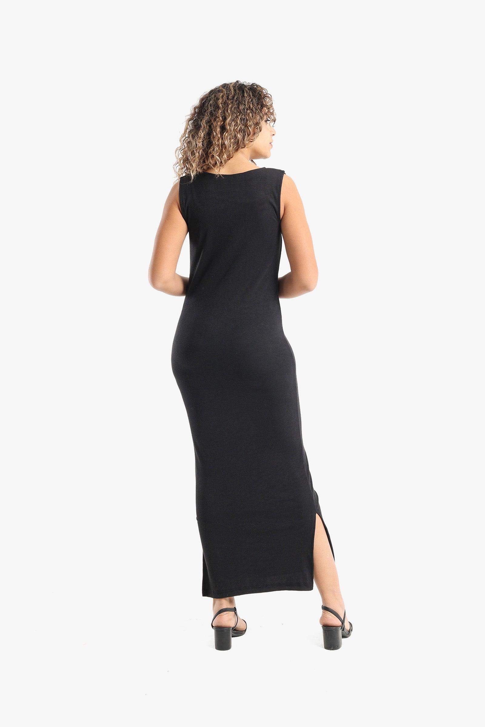 Wide Strap Ribbed Dress - Carina - كارينا