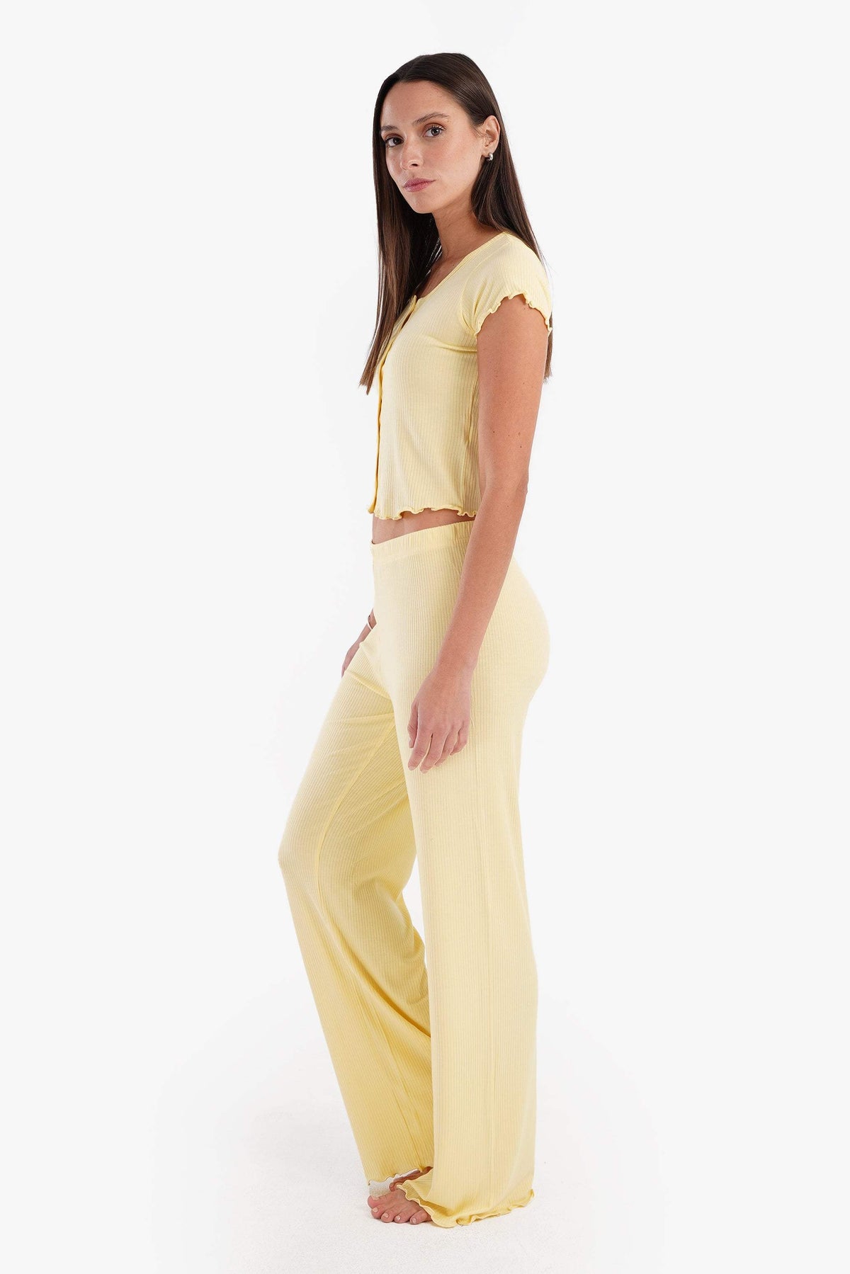 Yellow Ribbed Pyjama Set - Carina - كارينا