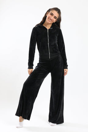 Black Zipper Closure Pyjama Set