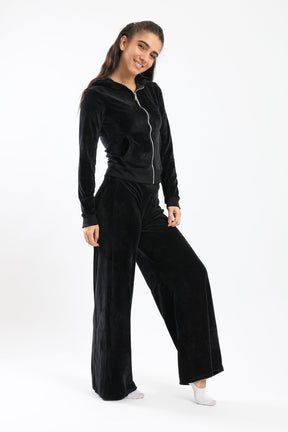 Black Zipper Closure Pyjama Set