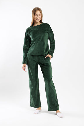 Fleece Solid Pyjama Set