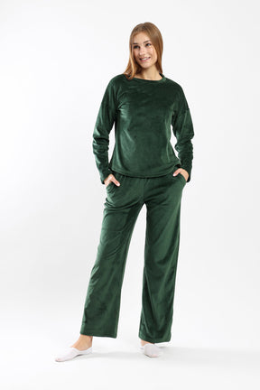 Fleece Solid Pyjama Set