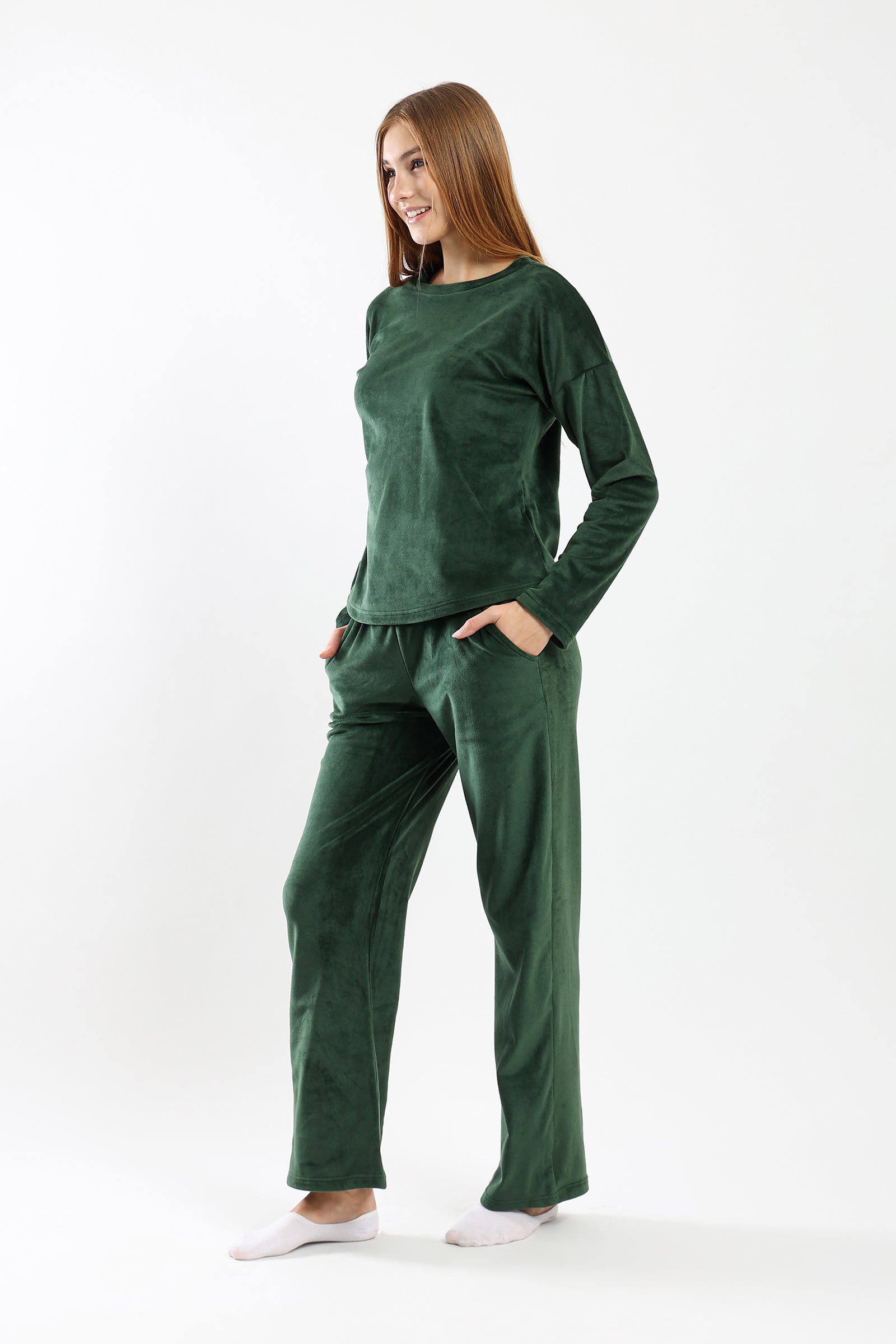 Fleece Solid Pyjama Set