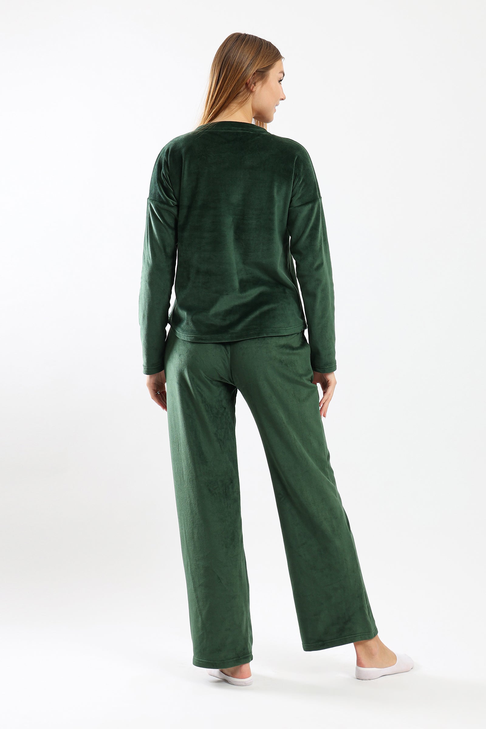 Fleece Solid Pyjama Set