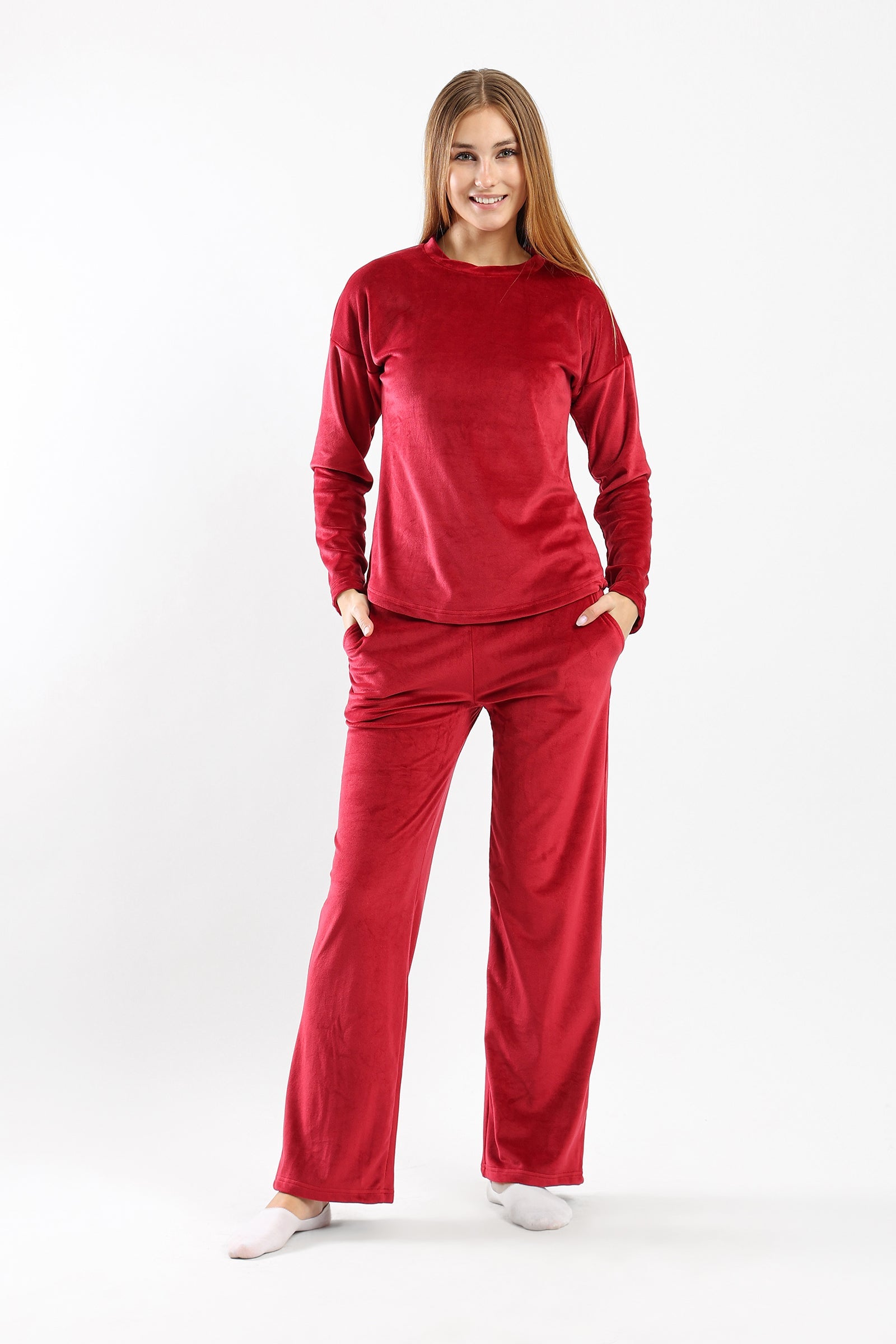 Fleece Solid Pyjama Set