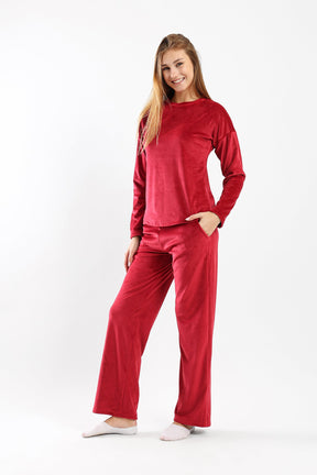 Fleece Solid Pyjama Set