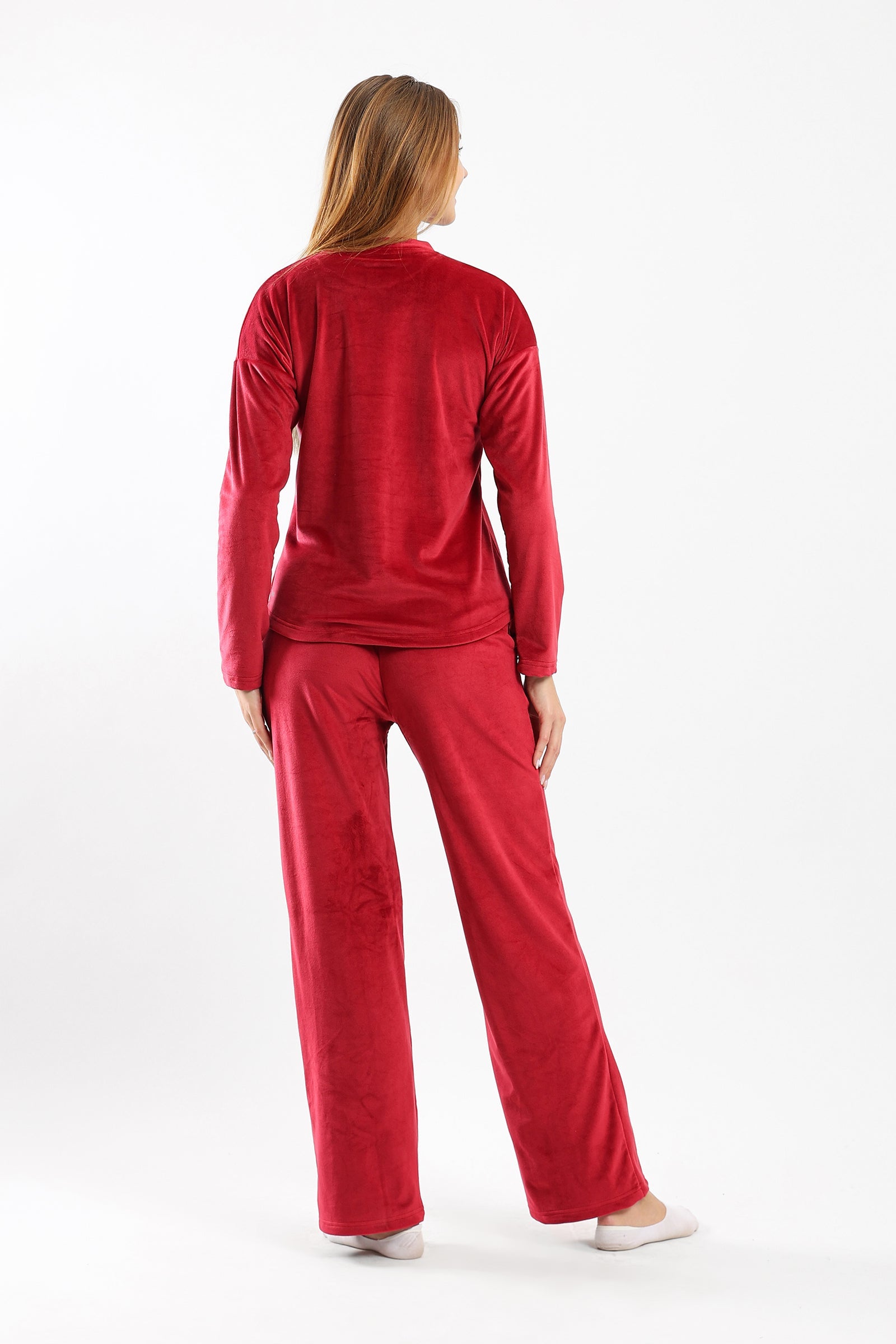 Fleece Solid Pyjama Set